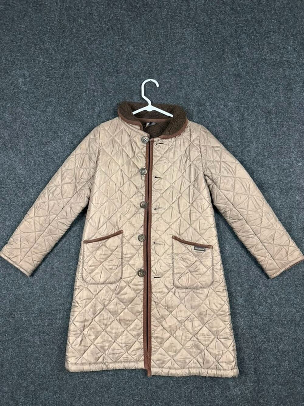 Lavenham England Quilted Jacket Womens US Small Brown Fleece Lined Coat UK 36